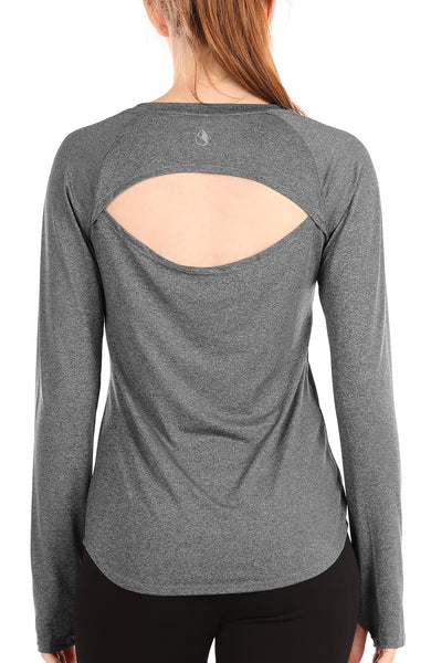 icyzone Long Sleeve Workout Shirts for Women - Open Back Athletic Tops –  icyzonesports