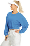 H20 icyzone Women's Oversized Fleece Lined Plain Sweatshirt, Cropped Drop Shoulder Crewneck Pullover