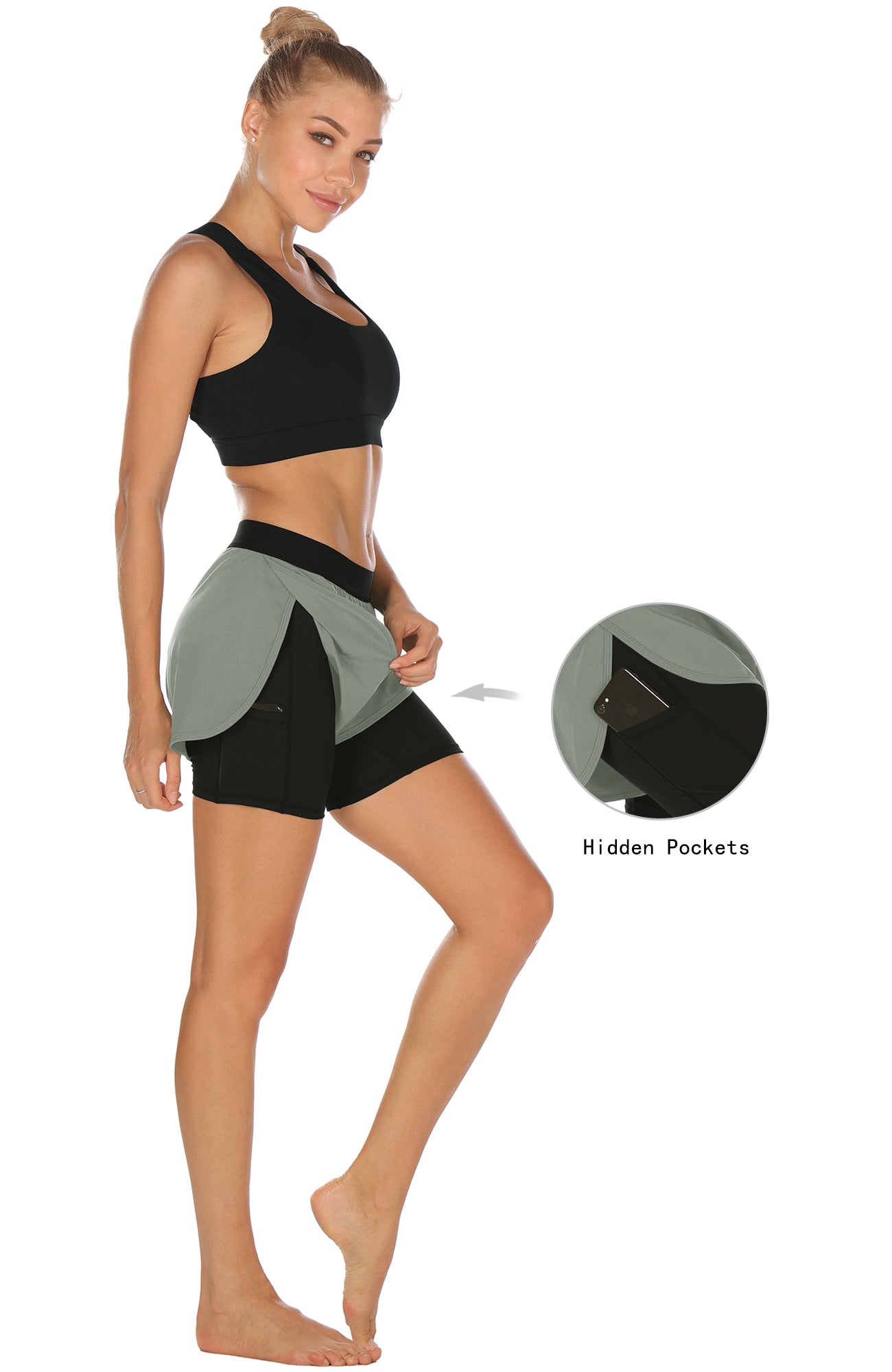 Women's Running Shorts Gym Athletic Shorts 2-in-1 Pockets