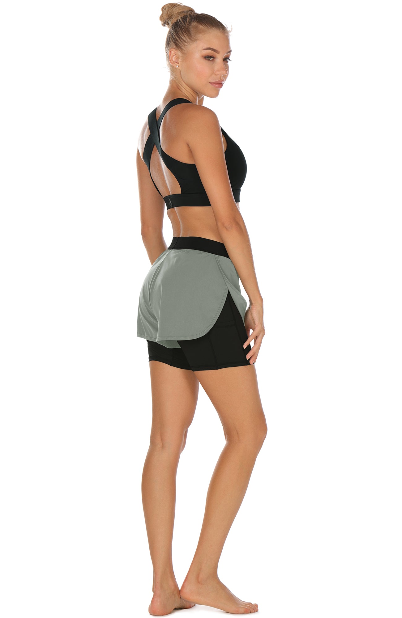 Buy Sknz Women White Solid Regular Fit Running Shorts With Inner Tights  online