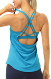 icyzone Workout Tank Tops Built in Bra - Women's Strappy Athletic Yoga Tops, Running Exercise Gym Shirts