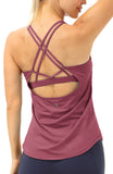 icyzone Workout Tank Tops Built in Bra - Women's Strappy Athletic Yoga Tops, Running Exercise Gym Shirts