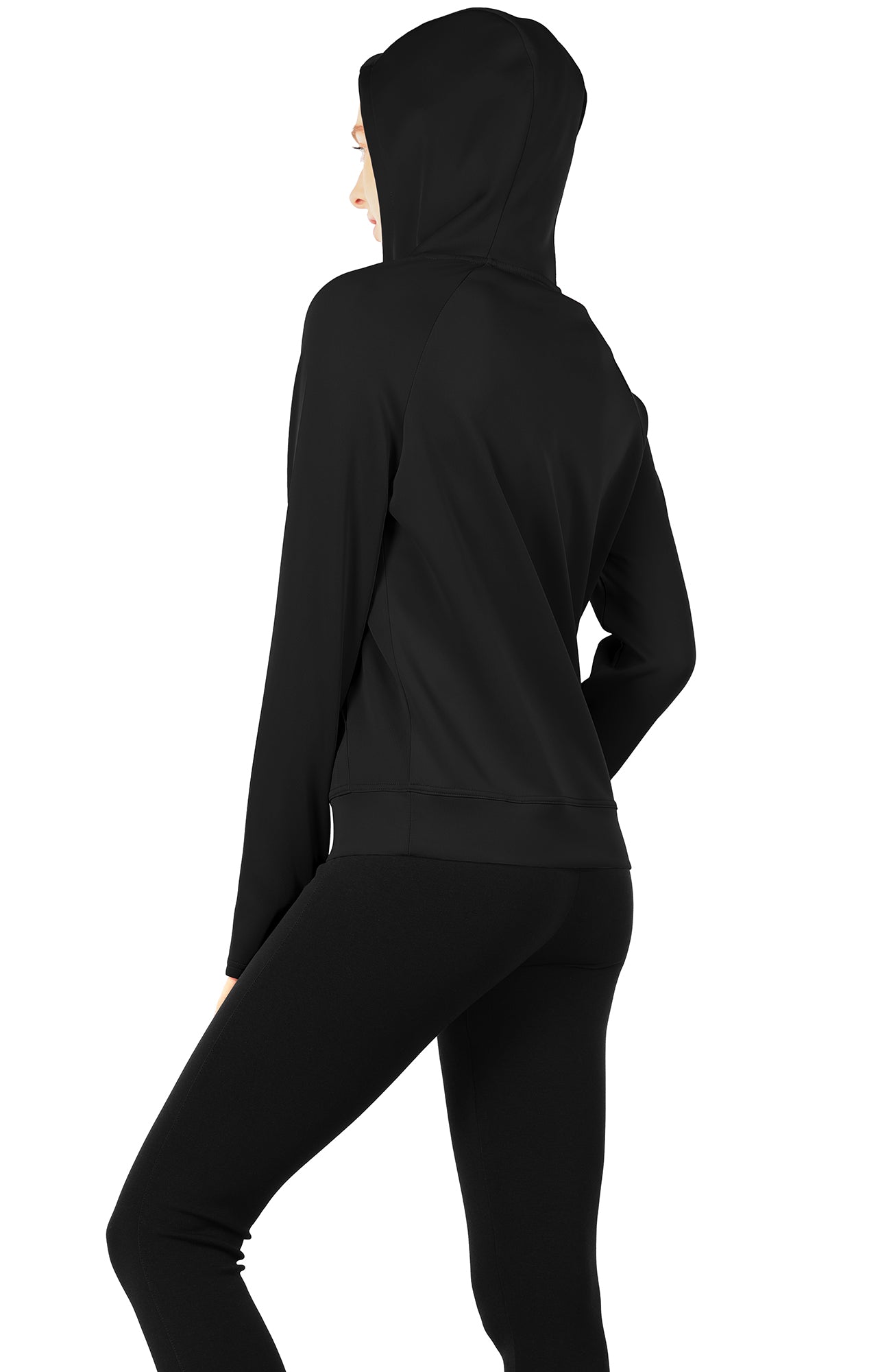 FLX Activewear Top Womans Medium Stretch Pullover Hoodie Thumb Holes  Running 