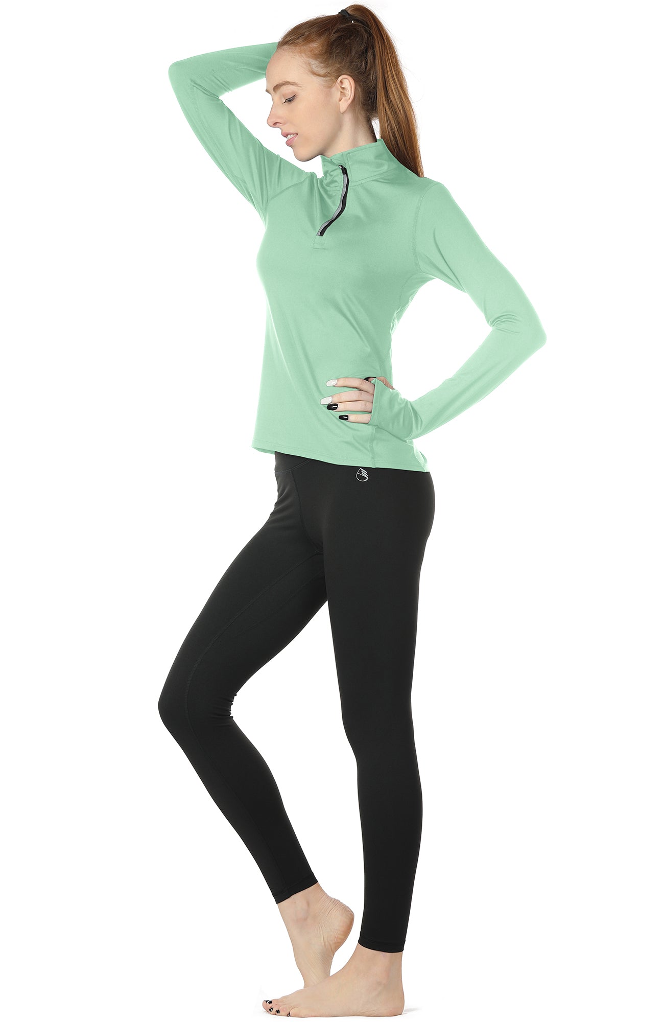 CRZ YOGA Women's Long Sleeve Quarter Zip Pullover Slim Fit Athletic Yoga  Tops Workout Running Shirts with Thumbholes, Turquoise, XX-Small :  : Clothing & Accessories