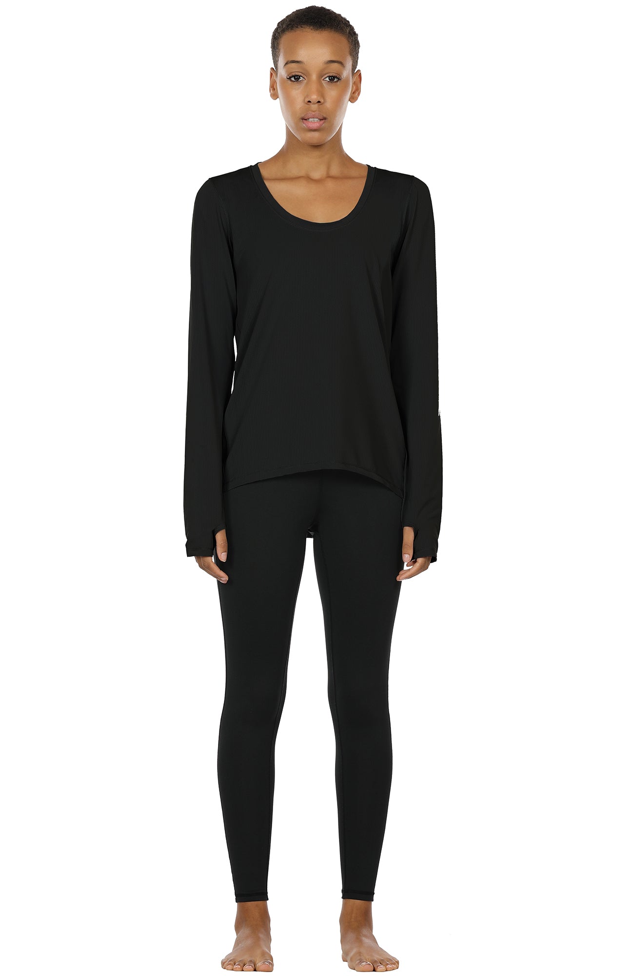 Sykooria Women's Thumb Hole Long Sleeve Athletic T-Shirt, Black3 :  : Fashion