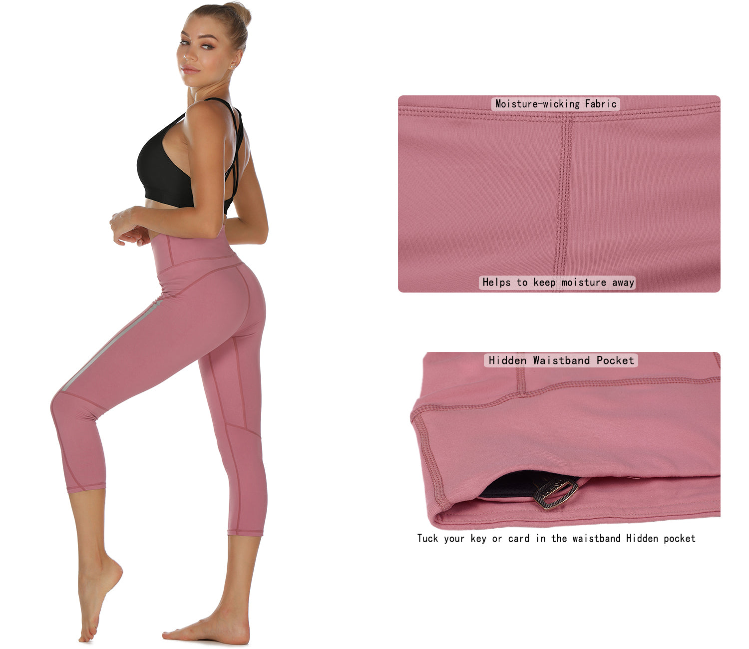 Womens High Waist Yoga Pants With Pockets Capri Tummy, 42% OFF