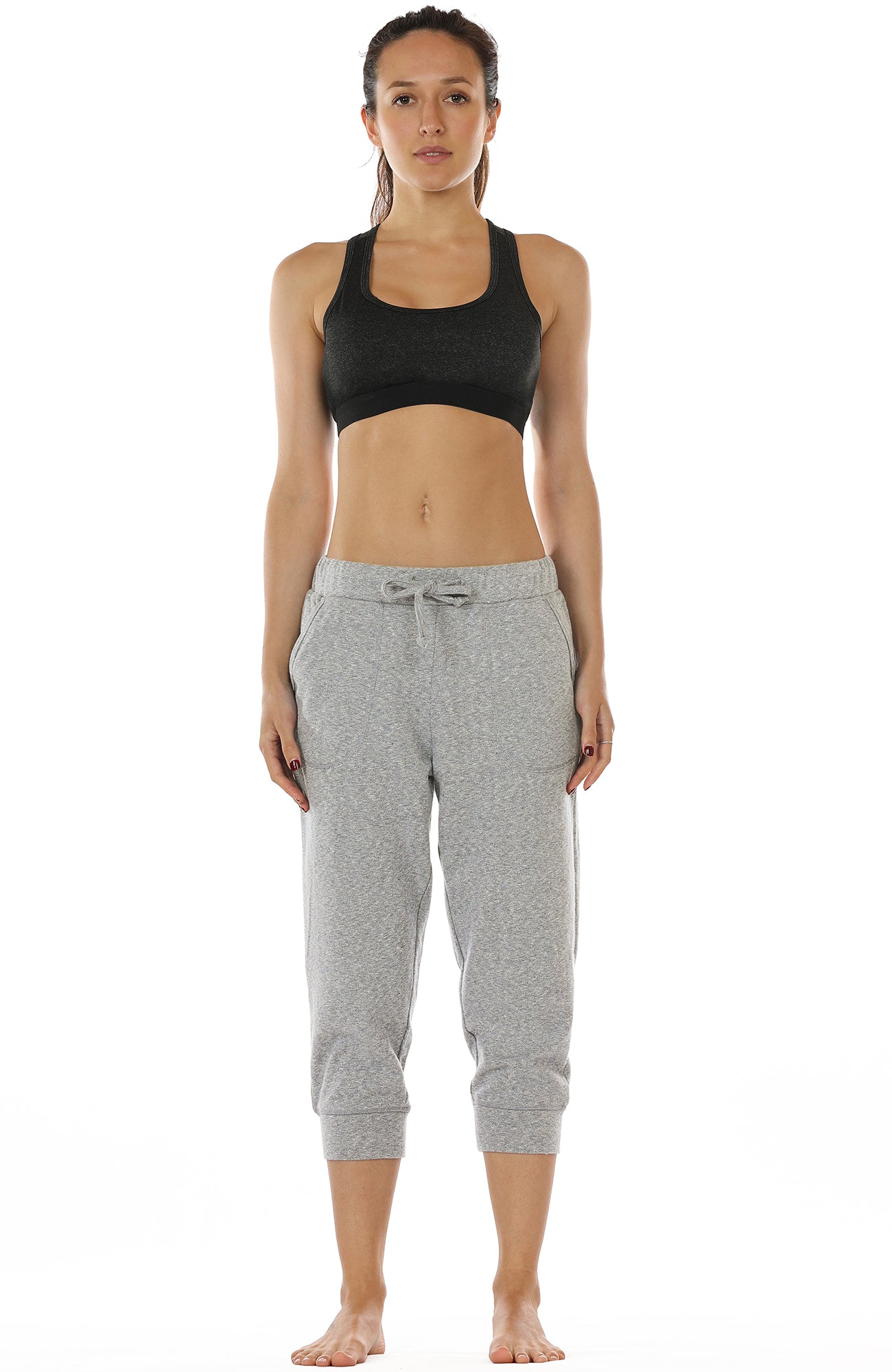 icyzone Capri Sweatpants for Women - French Terry Workout Cropped Joggers  Athletic Lounge Pants with Pockets