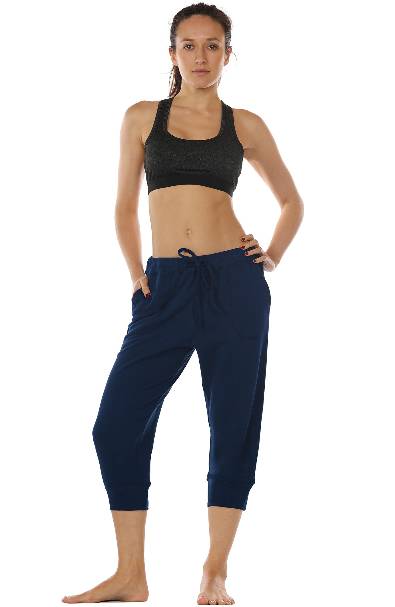 Women's Capri Jogger Sweatpants with Pockets Gym Running