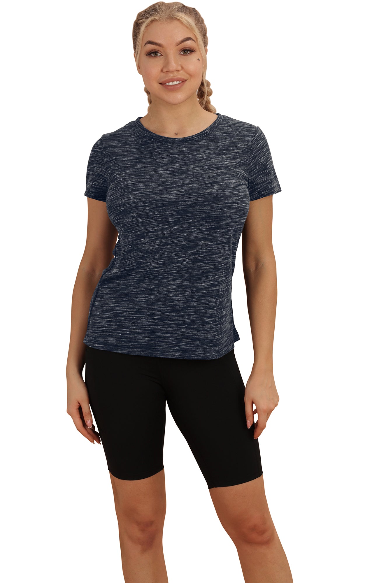  icyzone Workout T-Shirt for Women - Gym Running Yoga Tops  Athletic Shirts Raglan Short Sleeves (Aqua, Small) : Sports & Outdoors