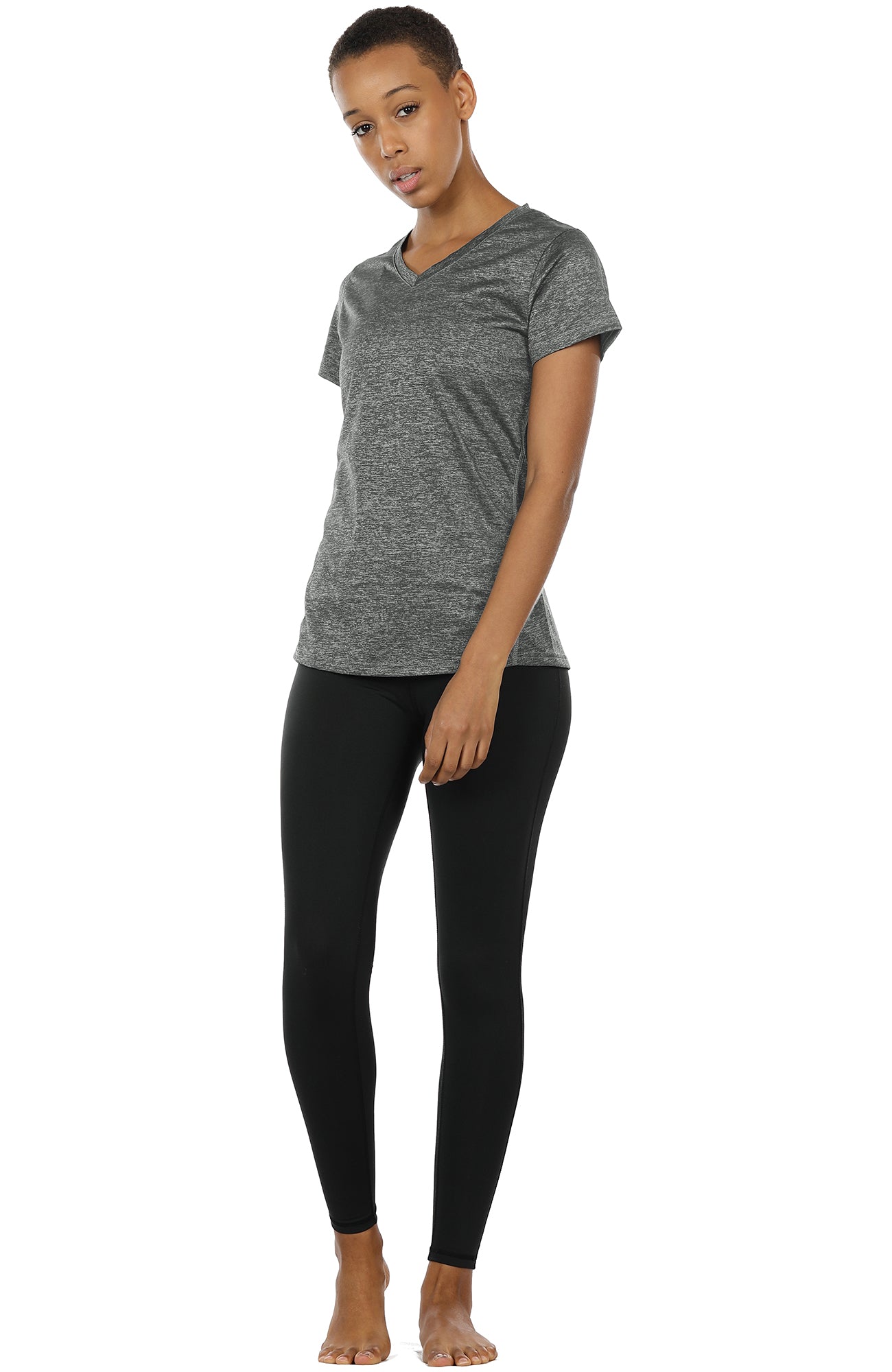 Womens Short Sleeve Workout Tops Yoga Activewear T-Shirt - Grey