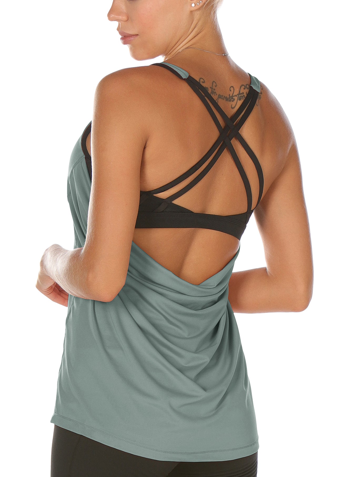 Yoga Tank Top Built in Bra - Women's Strappy Sports Vest Exercise Gym  Shirts Workout Tops at  Women's Clothing store