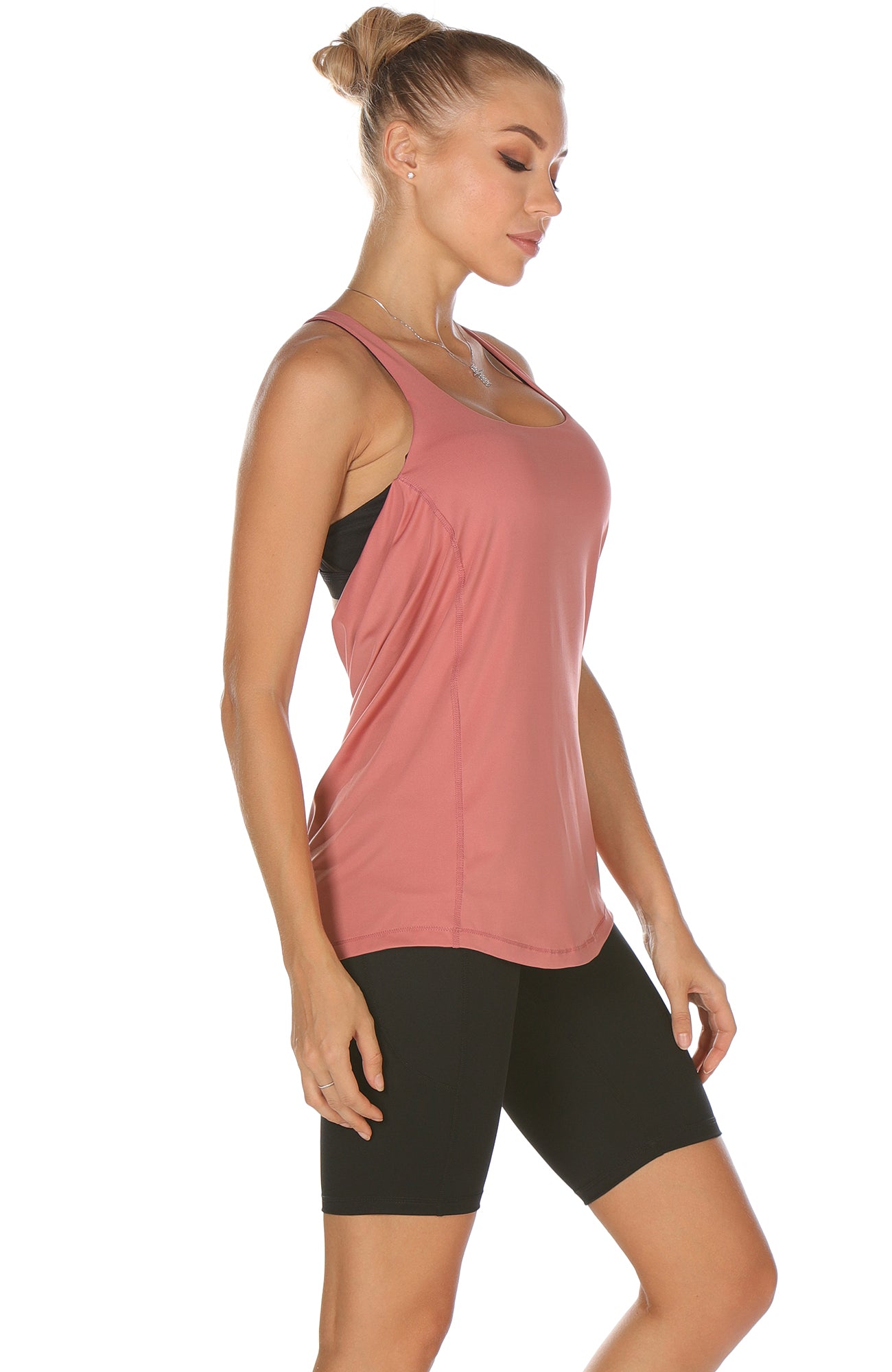 icyzone Yoga Tops Workouts Clothes Activewear Built in Bra Tank Tops for  Women (S, Burnt Ochre) at  Women's Clothing store