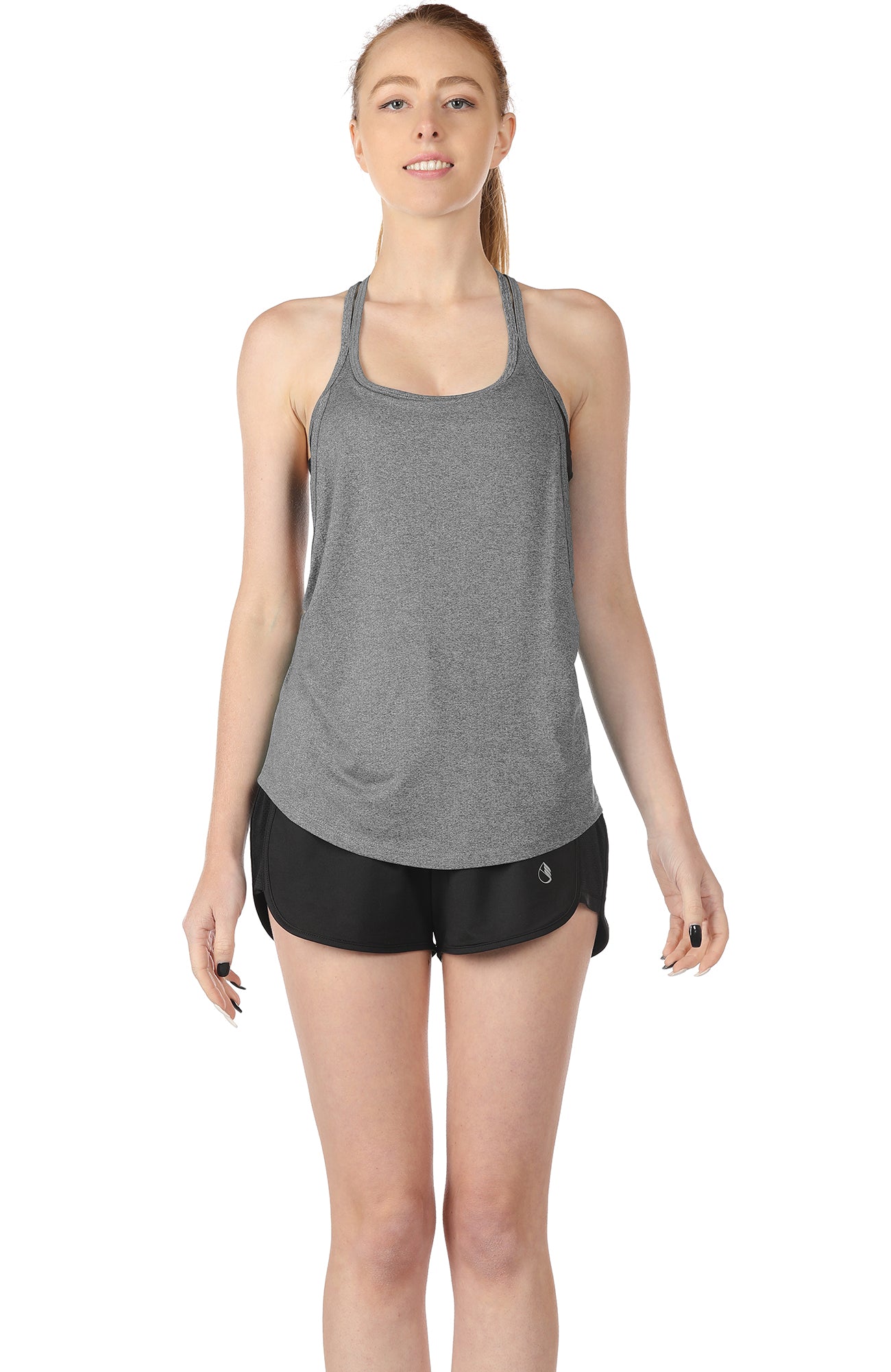 Basic Editions Women's Gray Athletic Tank Top Built in Bra