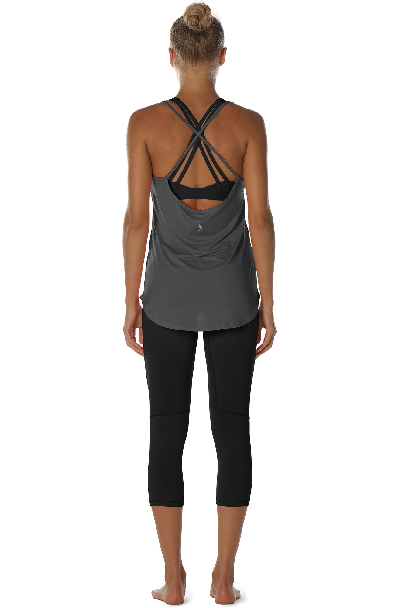 icyzone Workout Tank Tops for Women - Open Back Strappy Athletic Tanks,  Yoga Tops, Gym Shirts(Pack of 2) (S, Charcoal/Army) price in UAE,   UAE