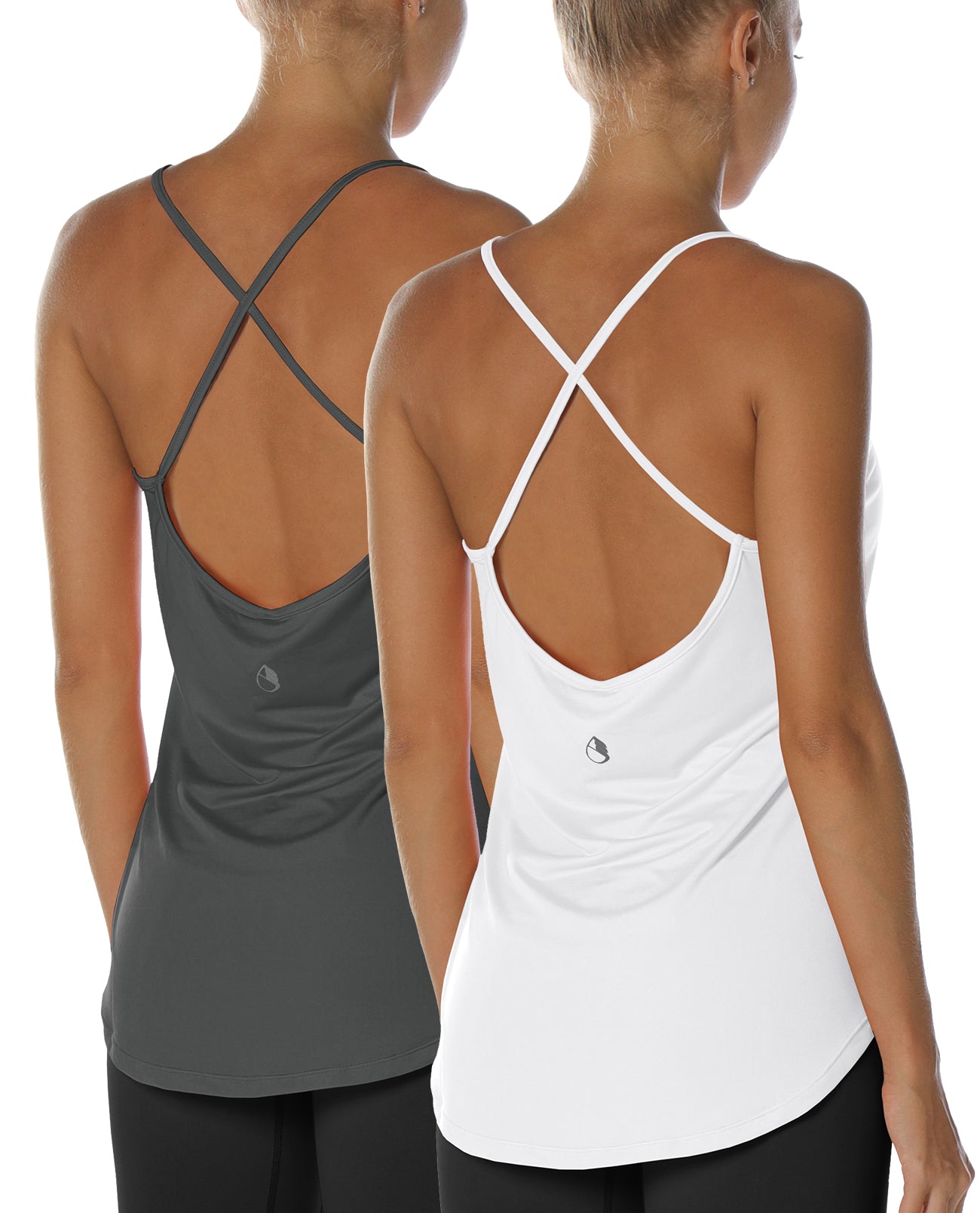 icyzone Workout Tank Tops for Women - Open Back Strappy Athletic