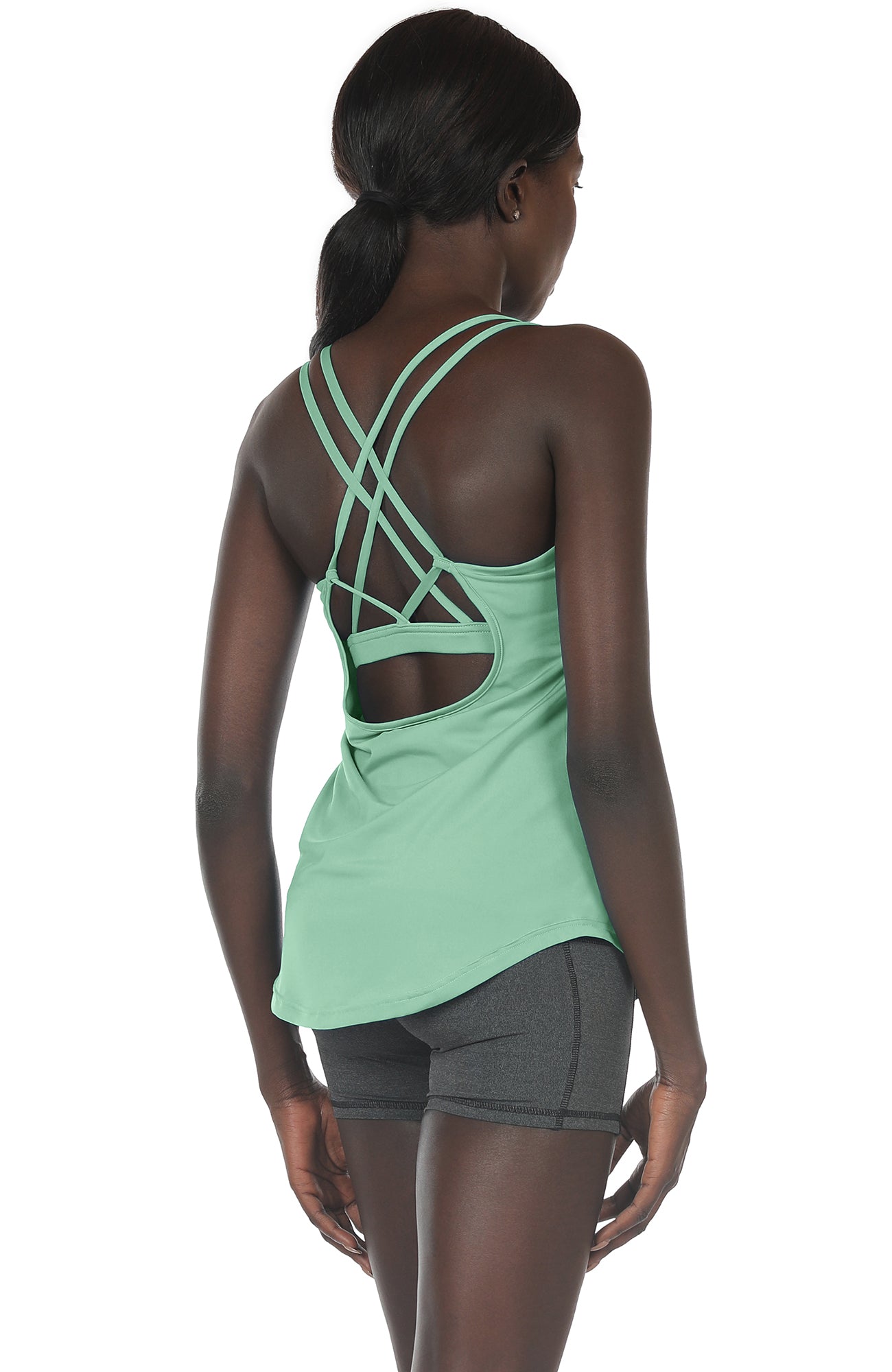 Workout Tank Tops Strappy Athletic Tanks with Side Pocket Exercise Tank
