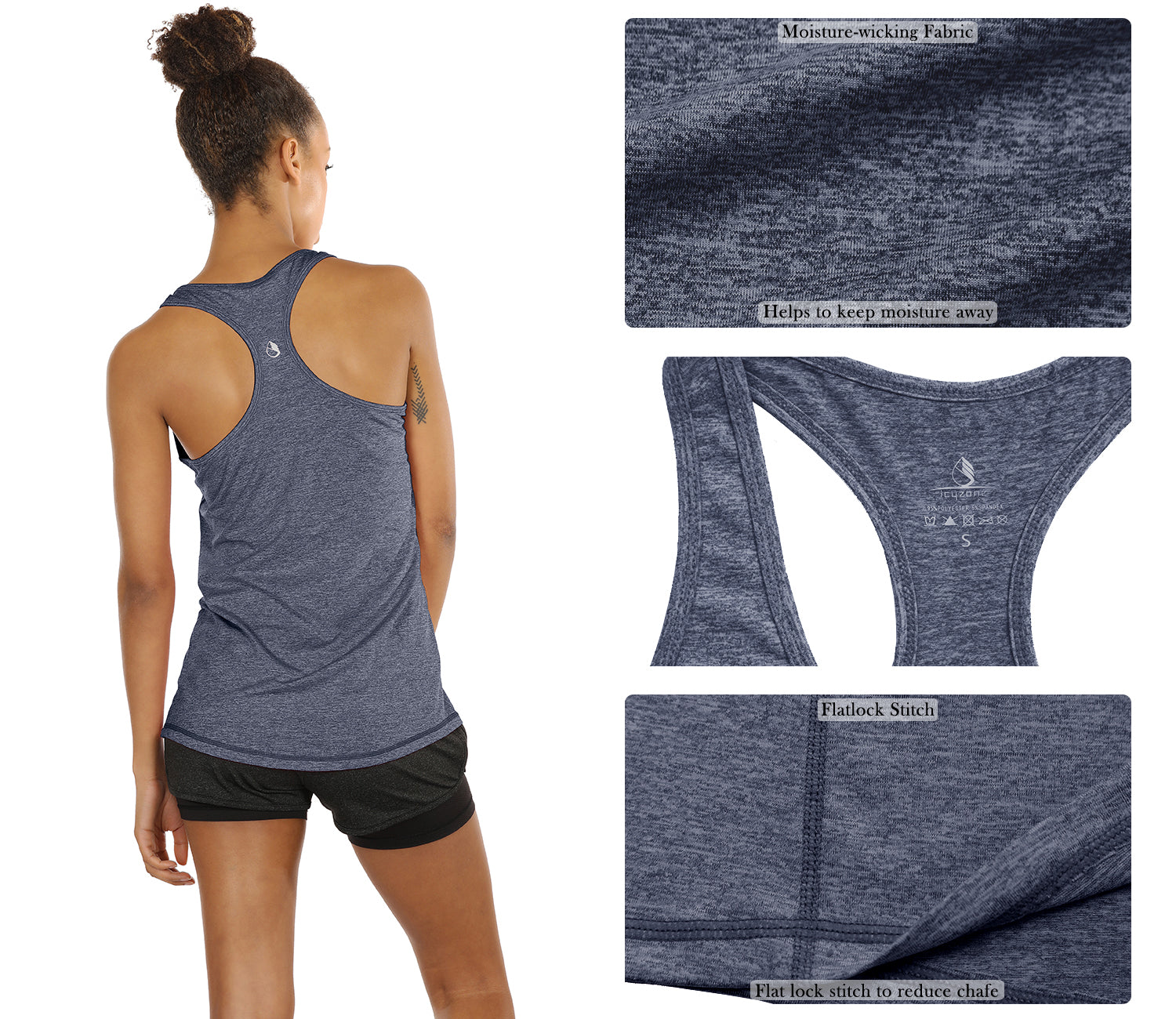 Joviren Cotton Workout Crop Tank Top for Women Racerback Yoga Tank Tops Athletic  Sports Shirts Exercise Undershirts 4 Pack Black/White/Blue/Red Medium